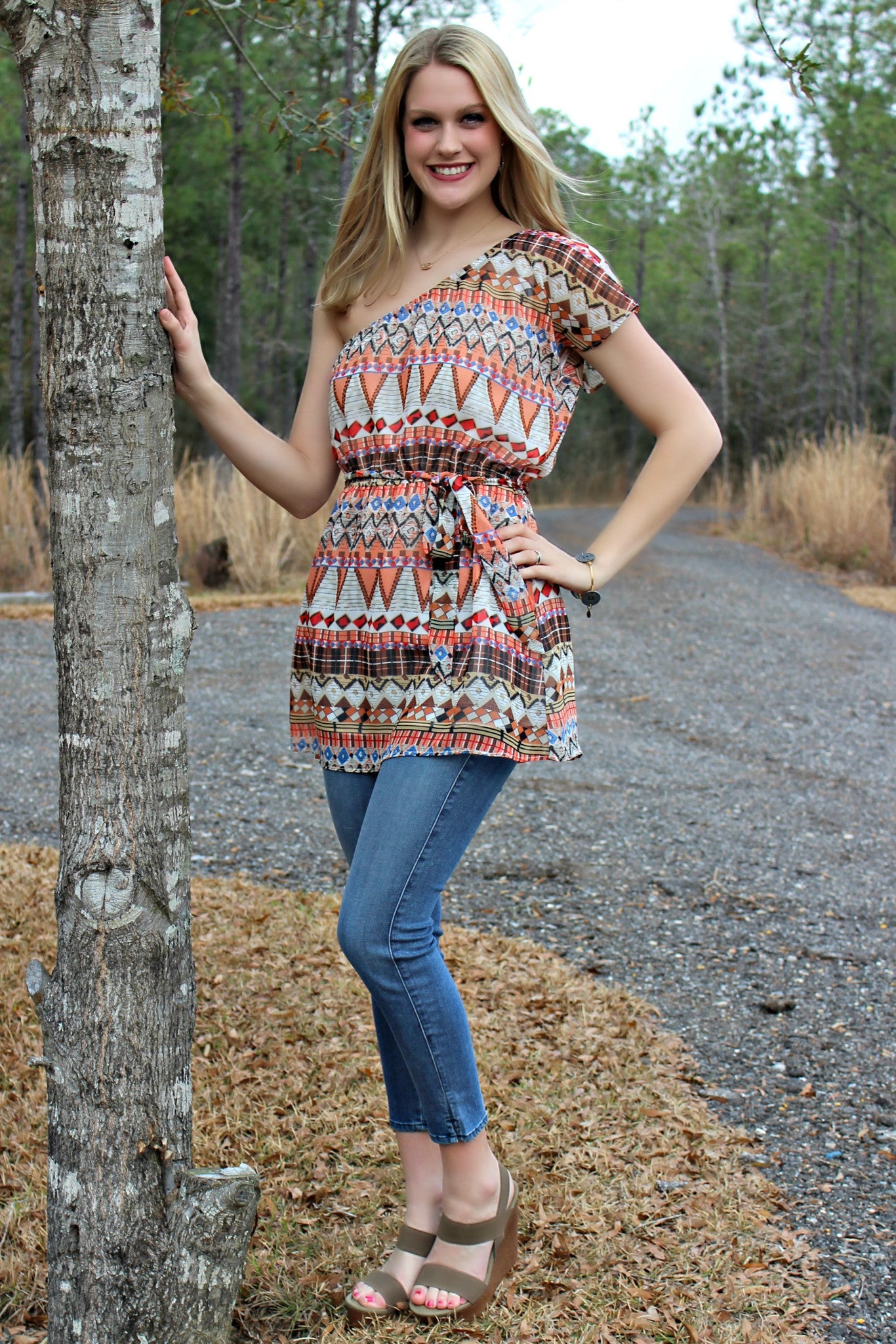 Reagan Tunic, Coral Multi