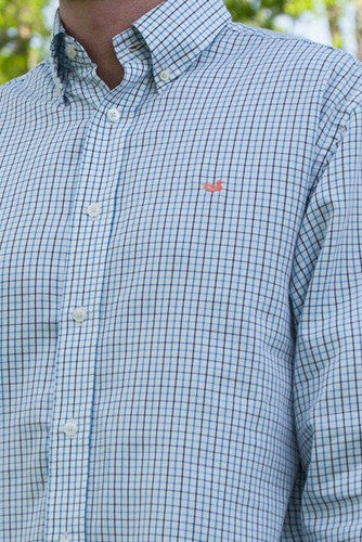 Southern Marsh: Lindley Tattersall Dress Shirt, Navy/French Blue