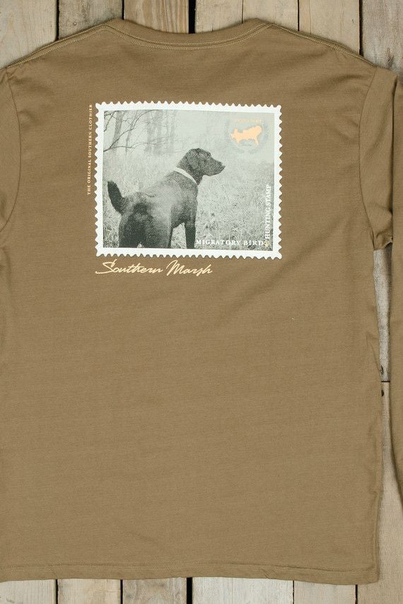 Southern Marsh: &quot;Black Lab&quot; Long Sleeve Tee, Stone Brown