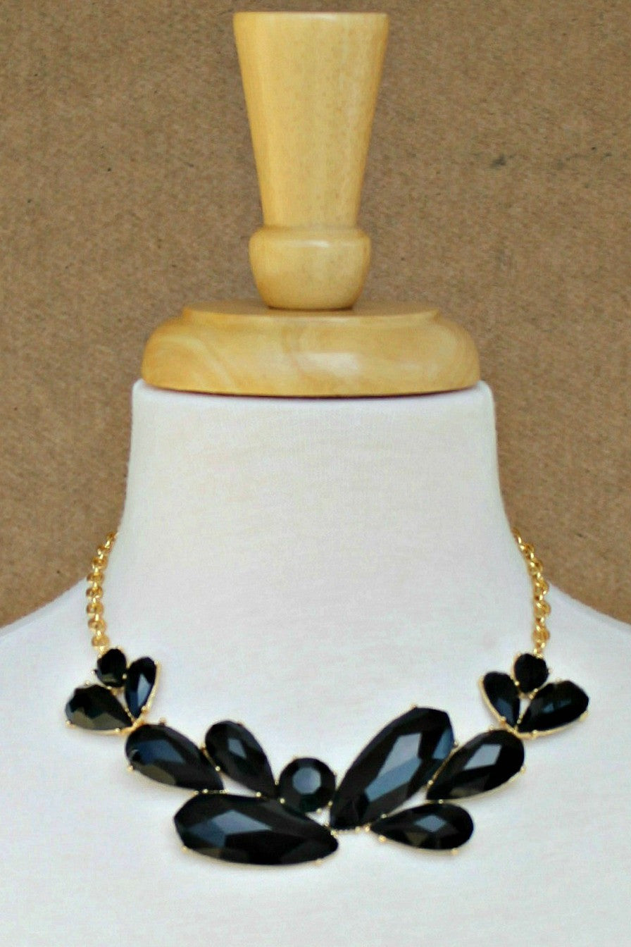 Teardrop Beads Necklace, Black