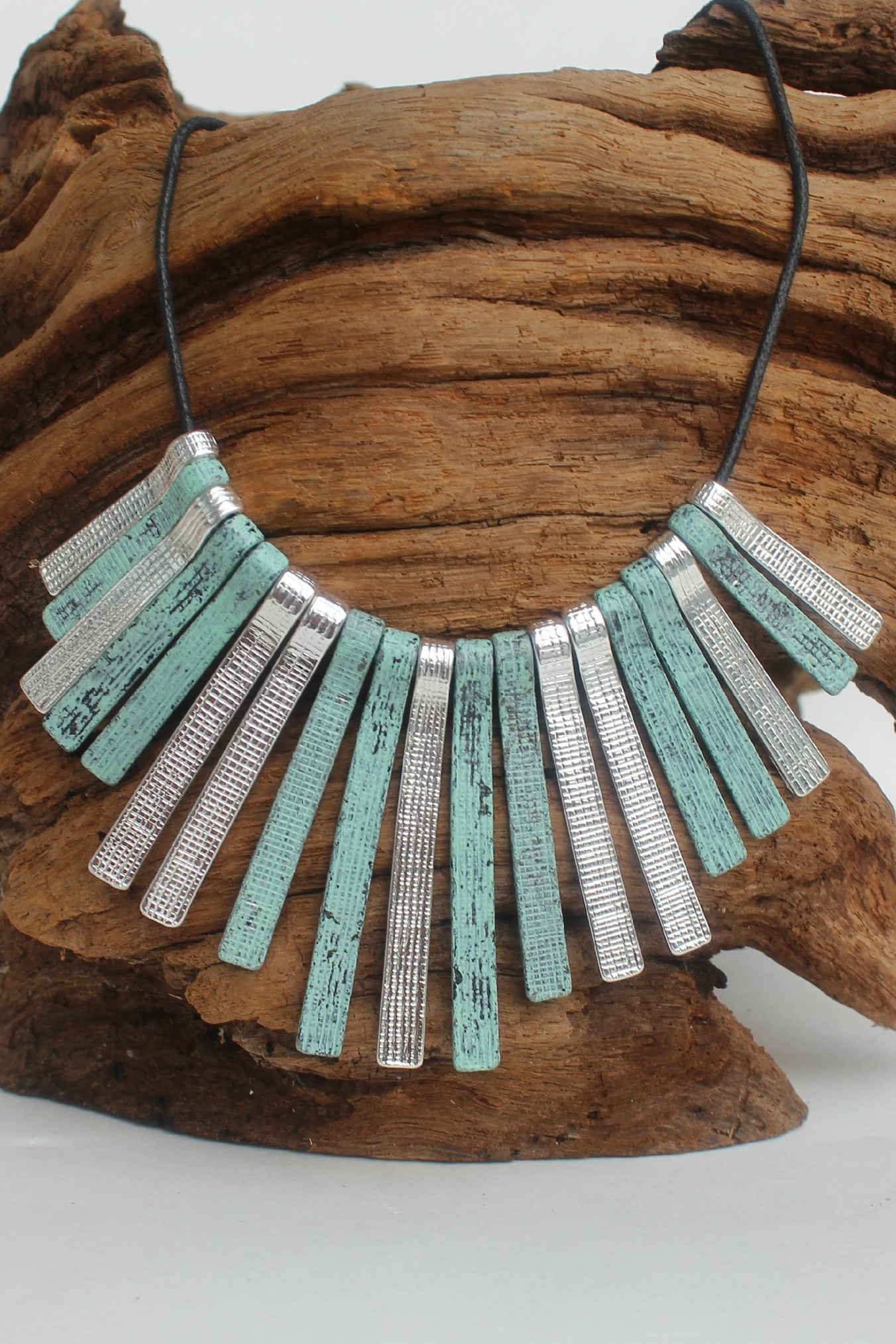 Textured Bar Necklace, Turquoise