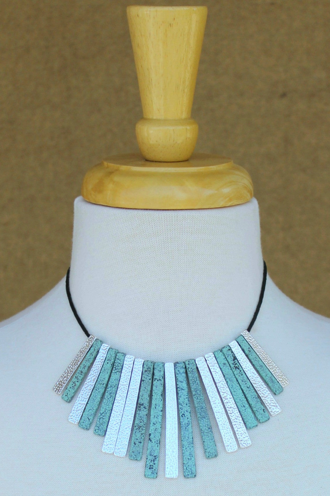 Textured Bar Necklace, Turquoise