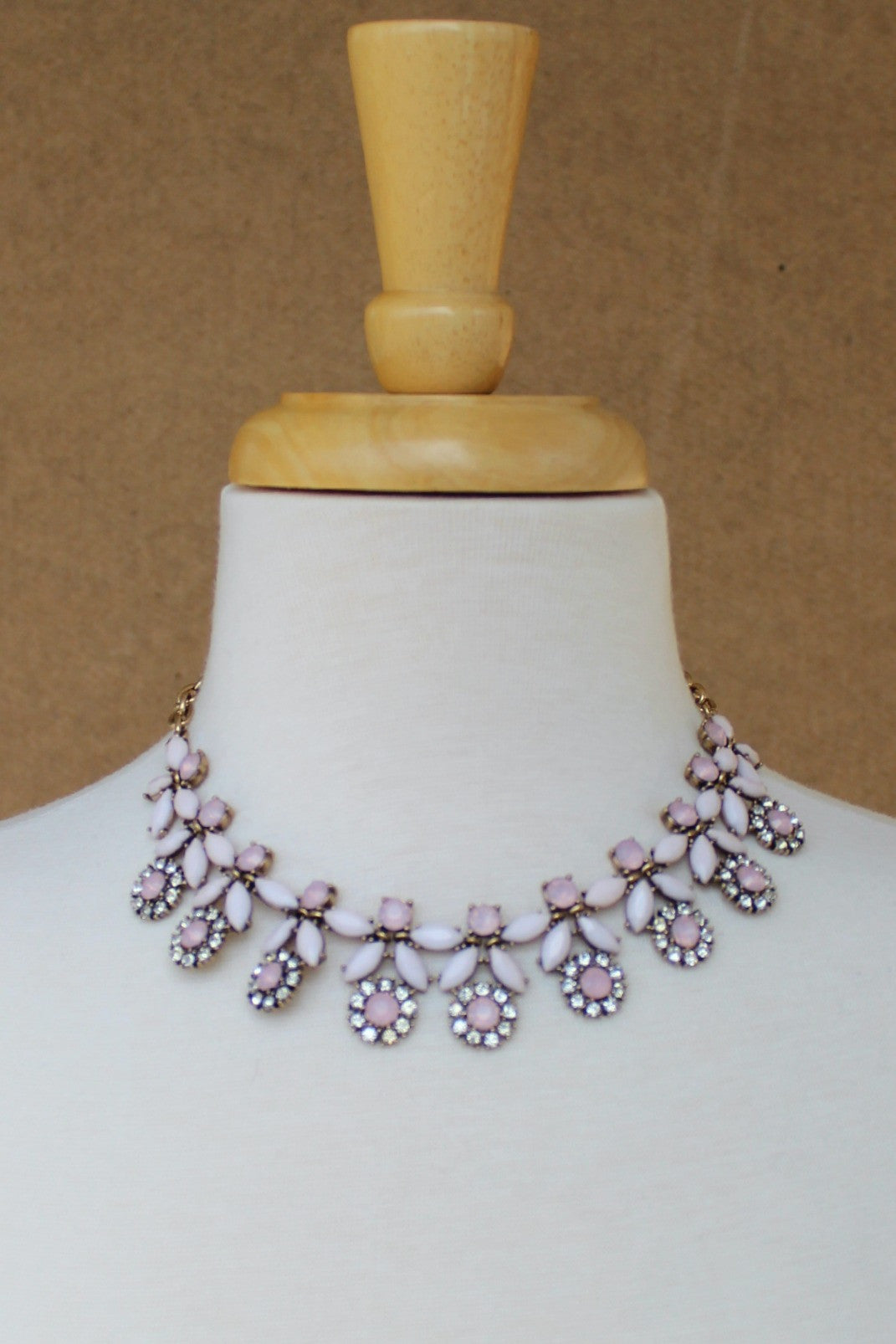 Marquise Flower Drop Bead Necklace, Pink