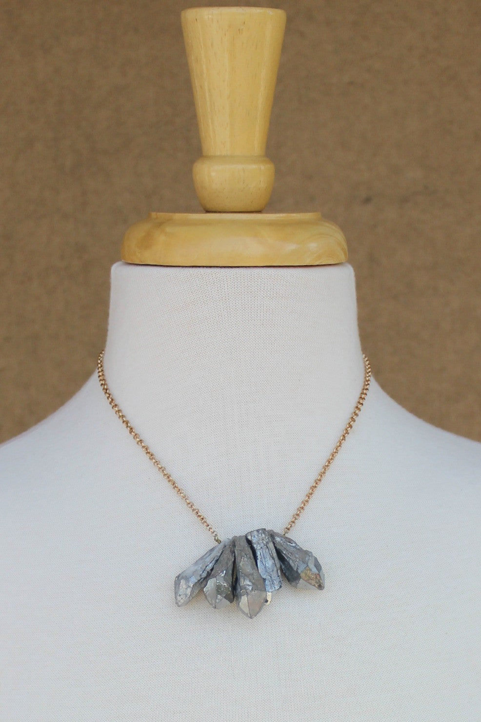 Natural Cut Stick Stone Necklace, Silver
