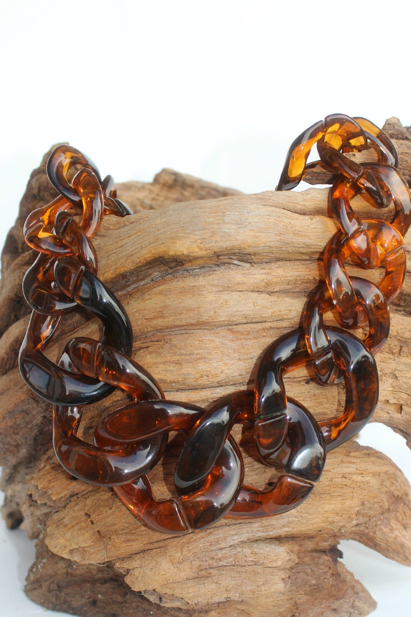 Bold Tortoise Chain Necklace, Brown