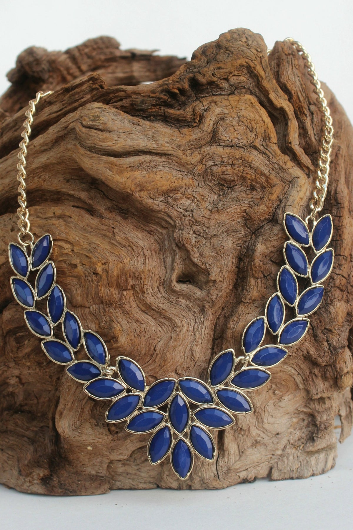 Multi Marquise Beaded Necklace, Navy