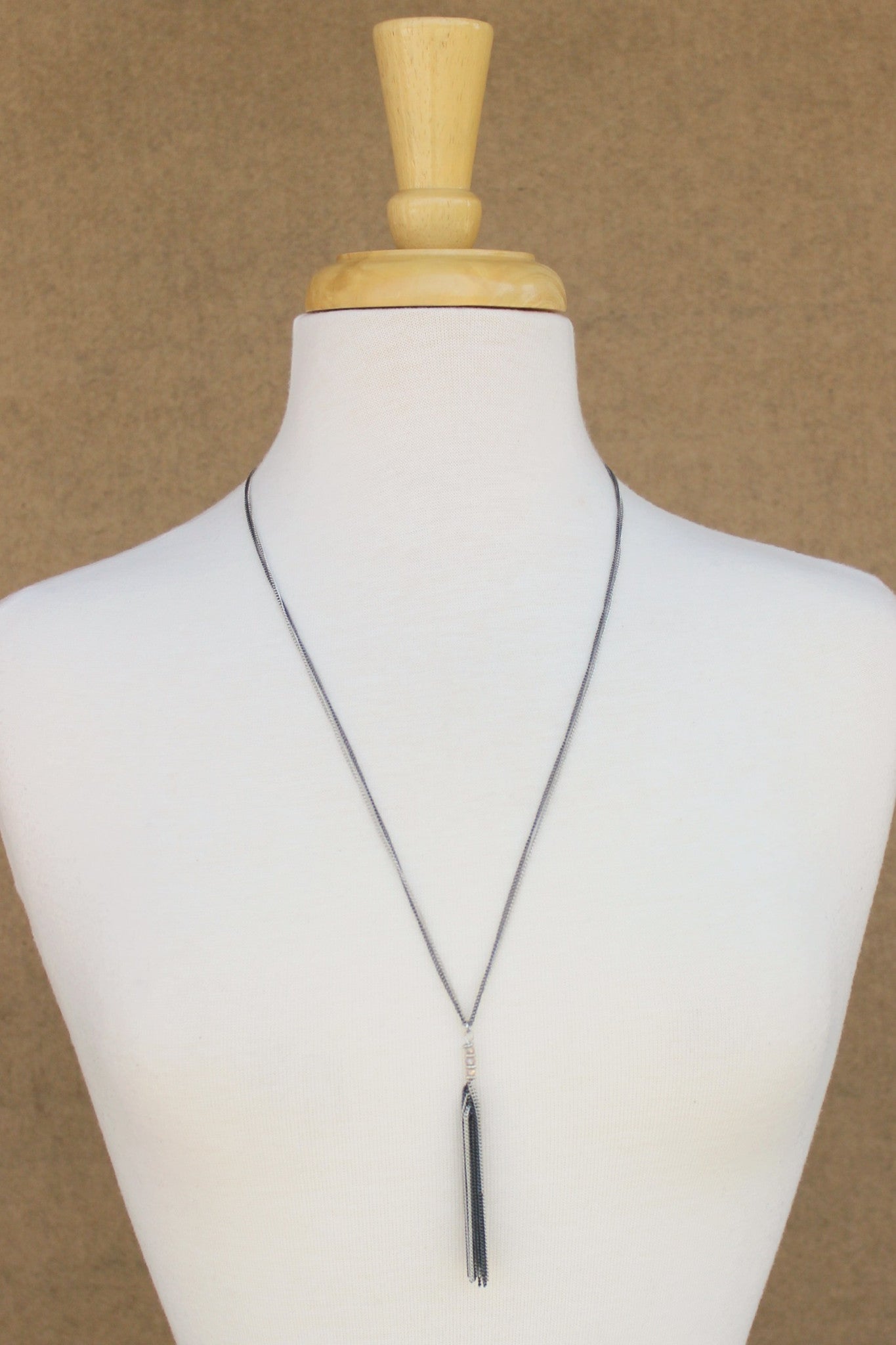 Metal Tassel Chain Pendant, Silver