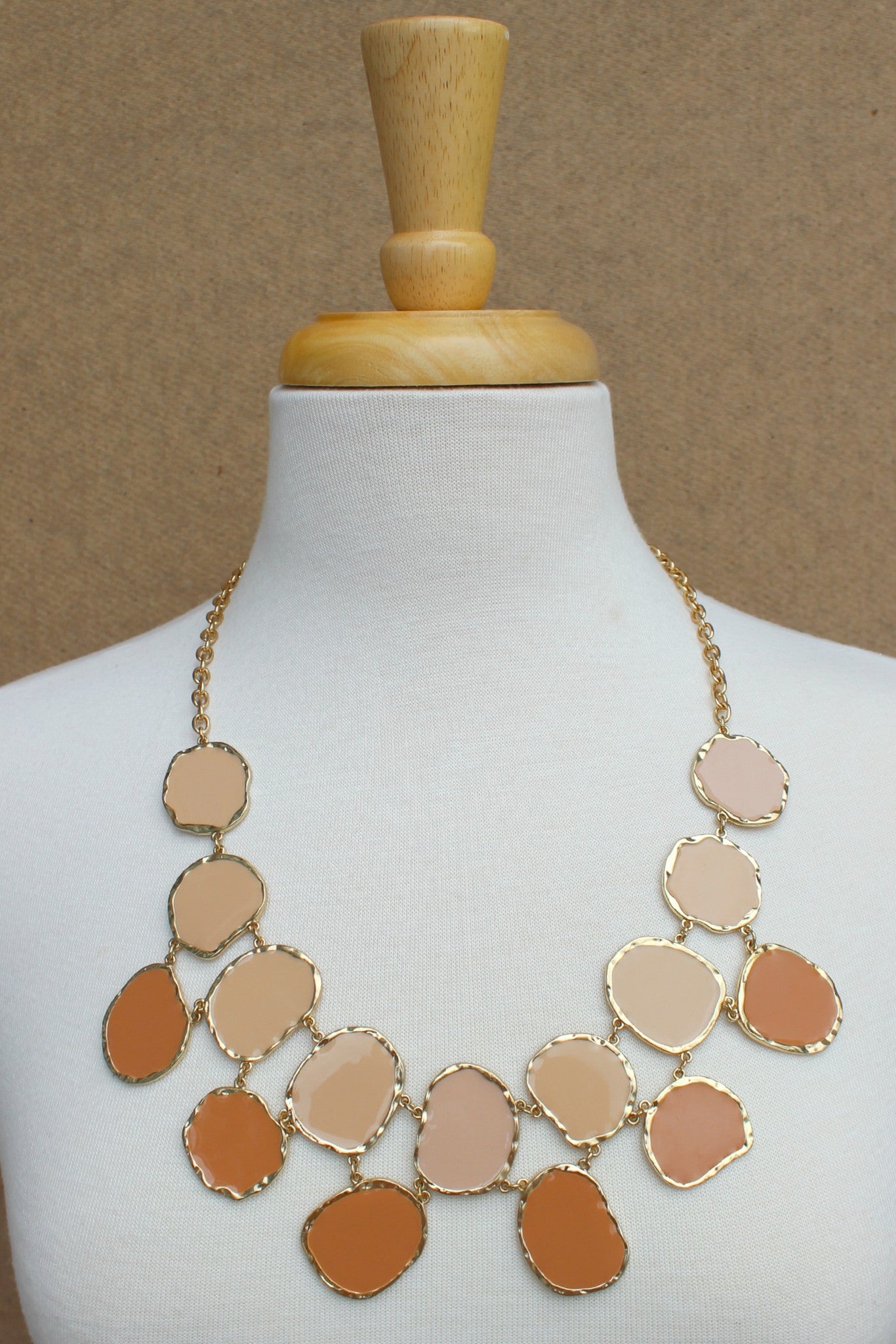 Double Layer Organic Necklace, Nude