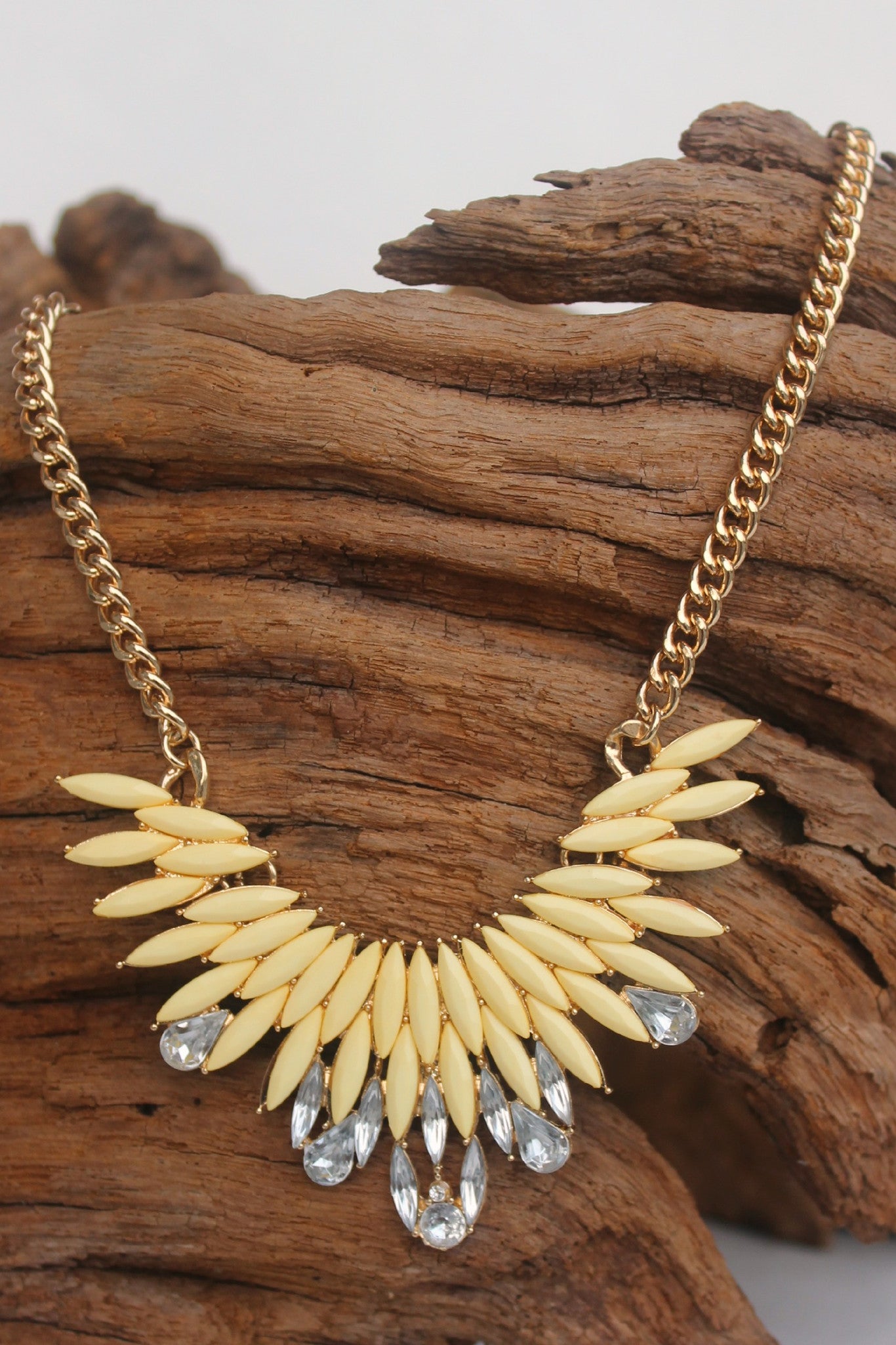 Marquise and Crystal Necklace, Yellow