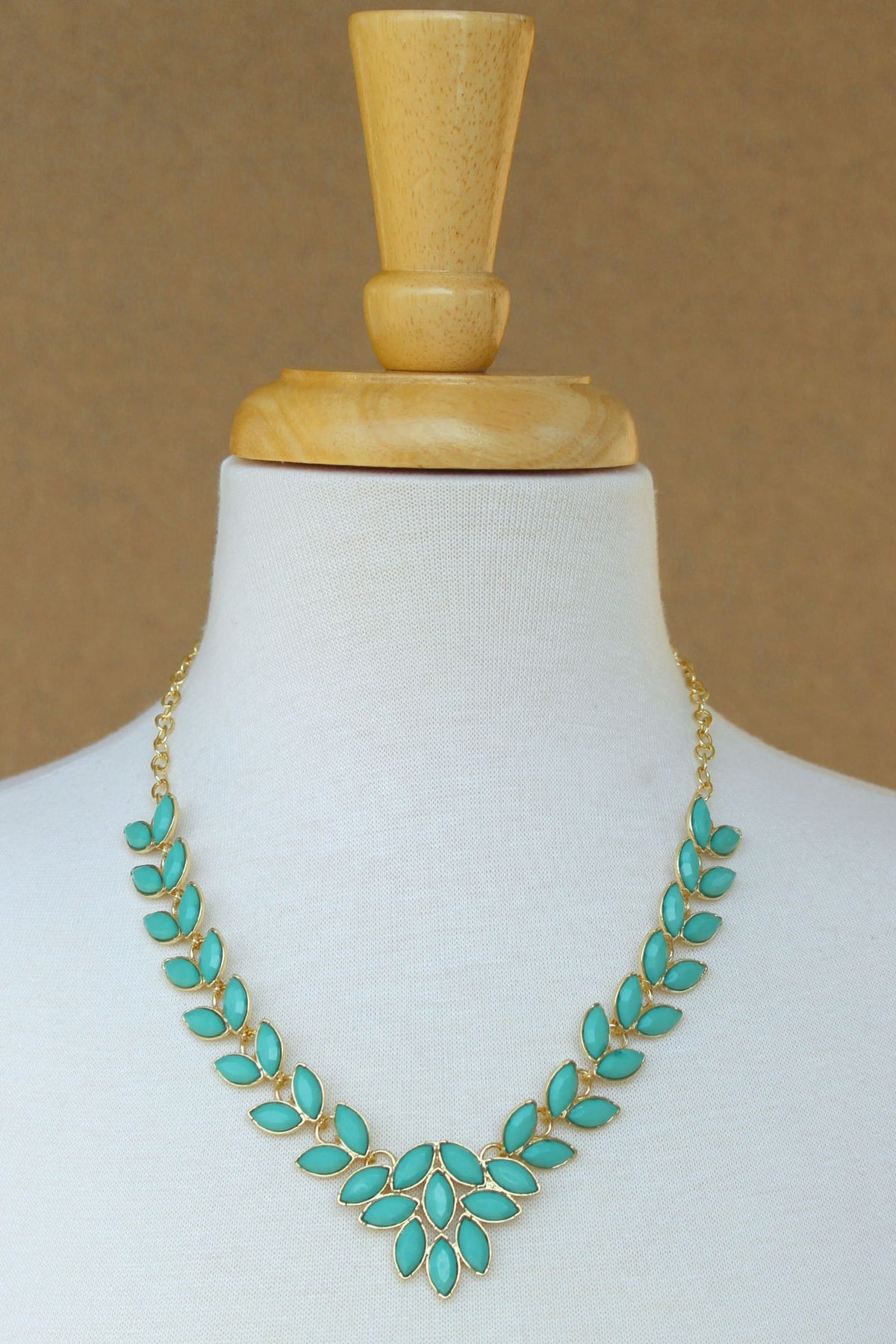 Multi Marquise Beaded Necklace, Mint