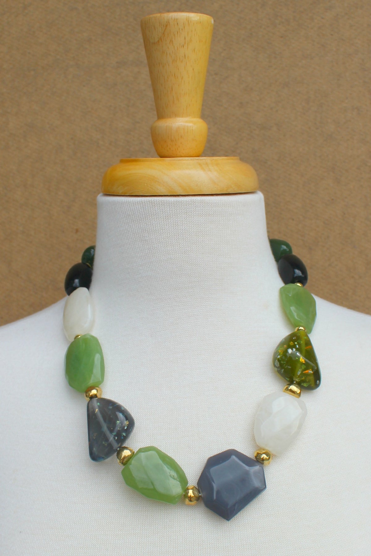 Chunky Beaded Necklace, Green