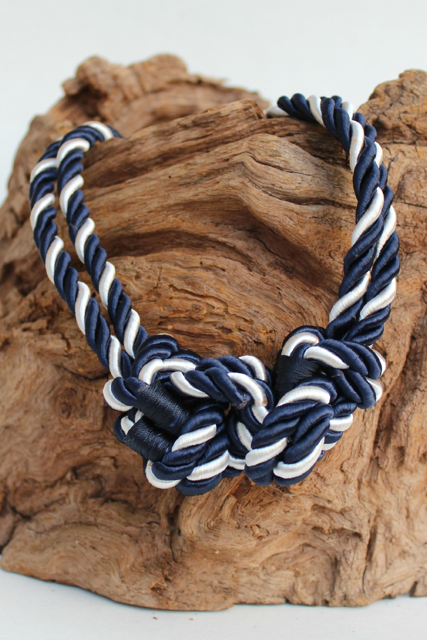 Double Sailor Knot Necklace, Navy