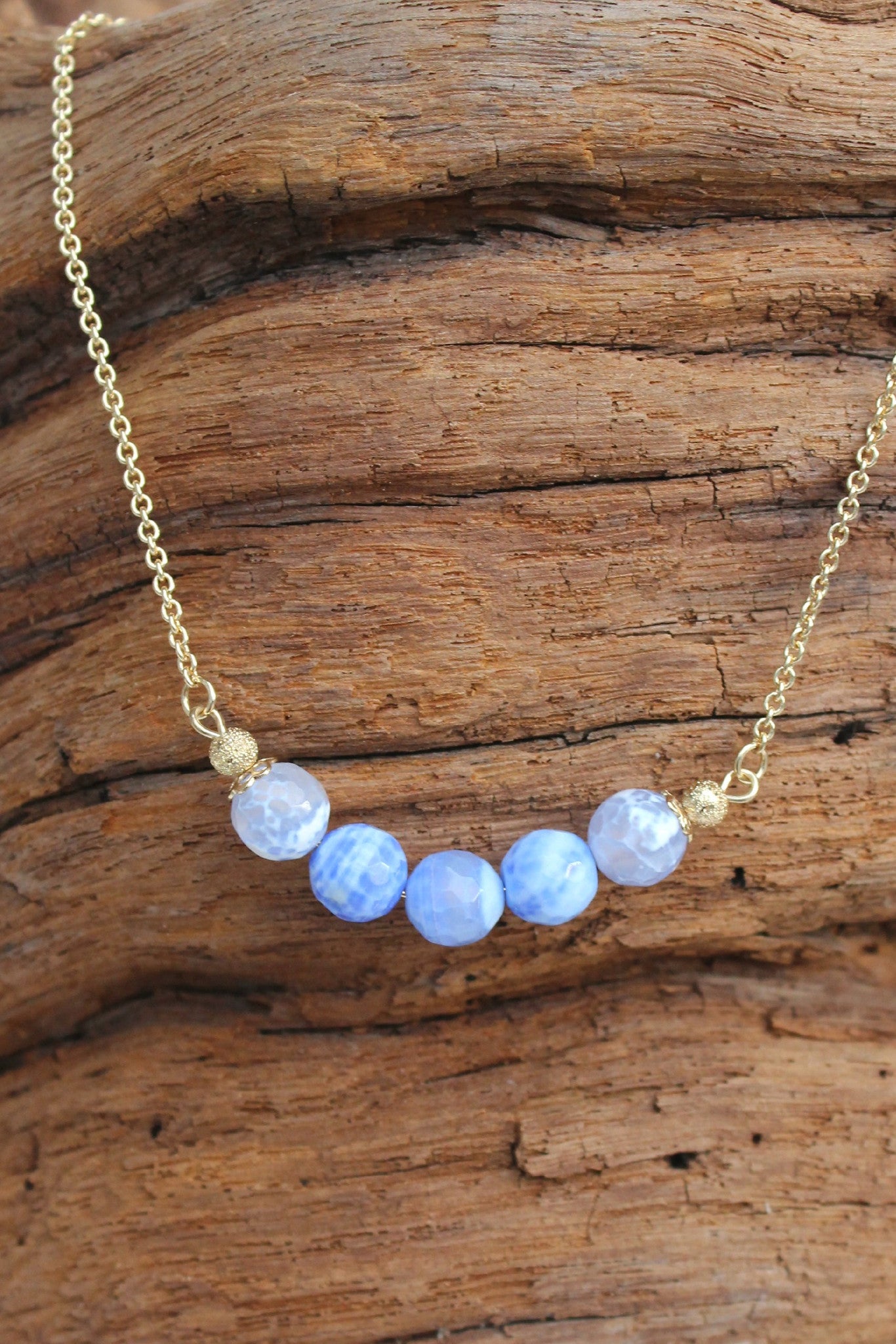 Swirl Bead Necklace, Blue