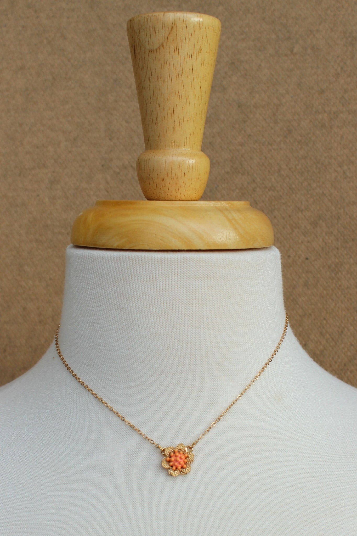 Delicate Flower Necklace, Orange