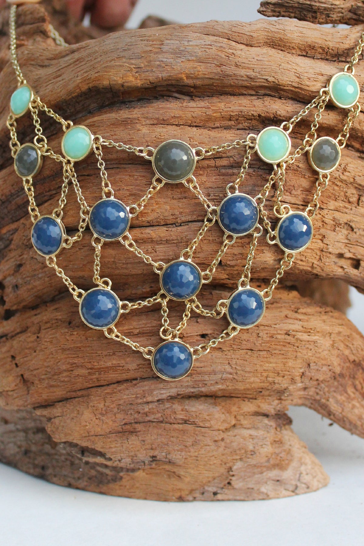 Beaded Net Necklace - Royal