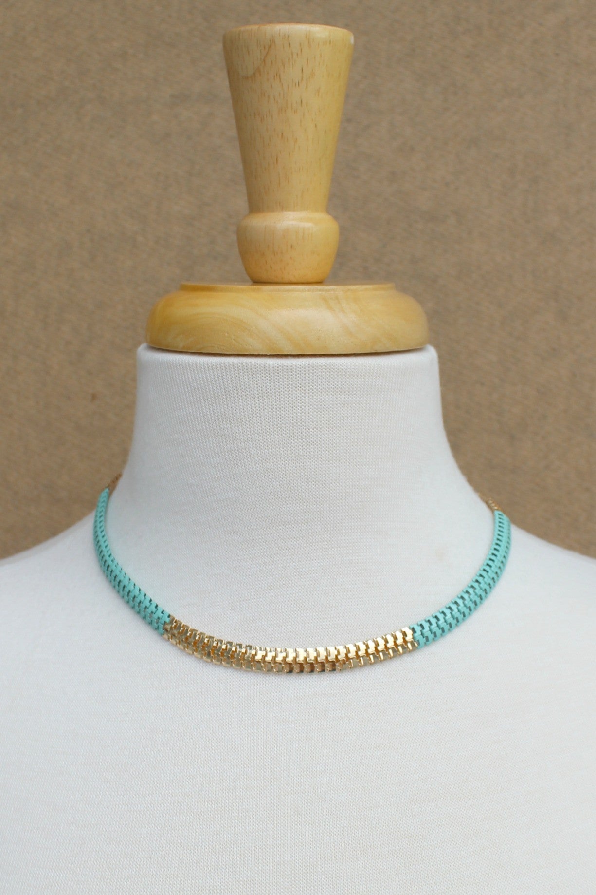 Colorblock Serpentine Necklace, Turquoise