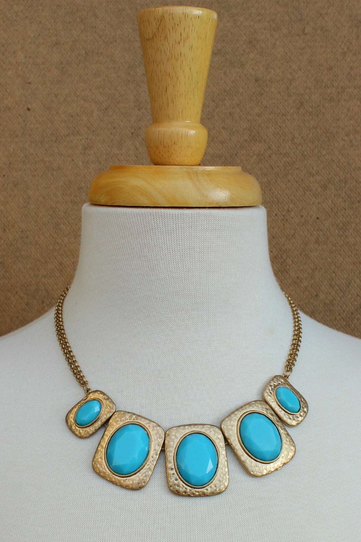 Inlaid Oval Necklace - Baby Blue