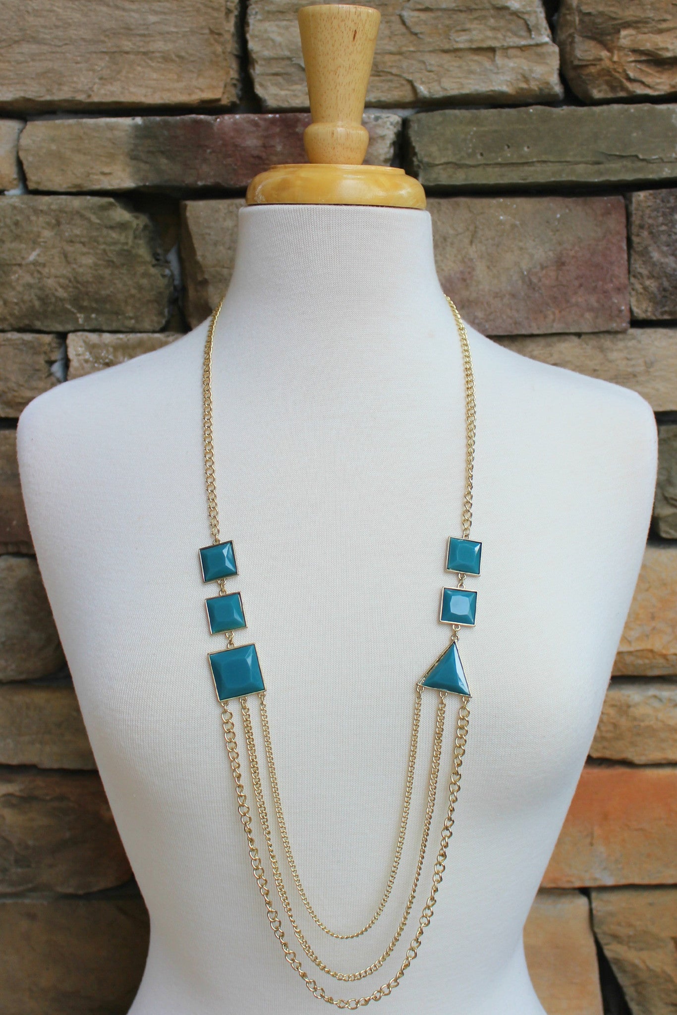 Shapes Necklace, Blue