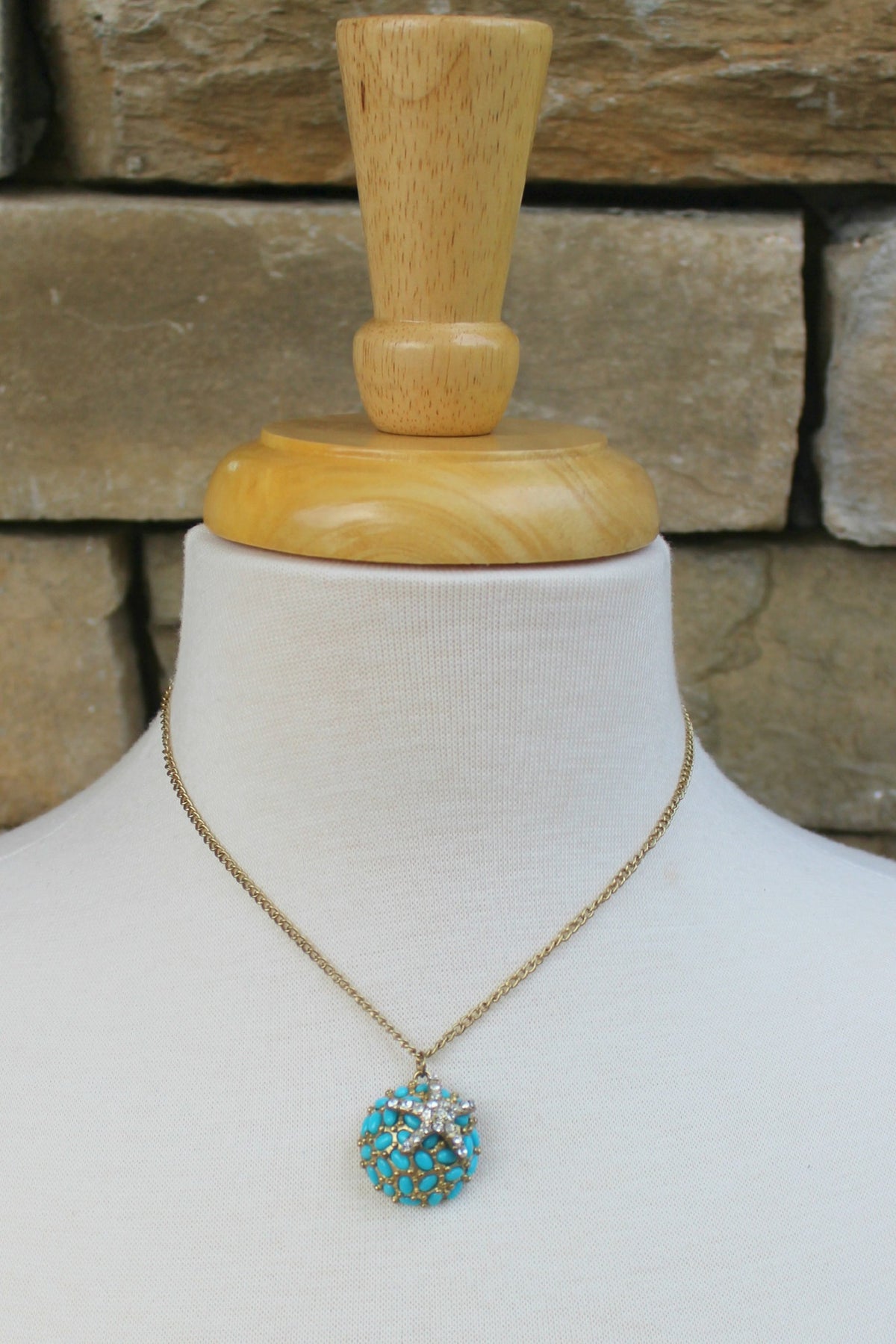 Crystal Starfish Necklace, Turquoise