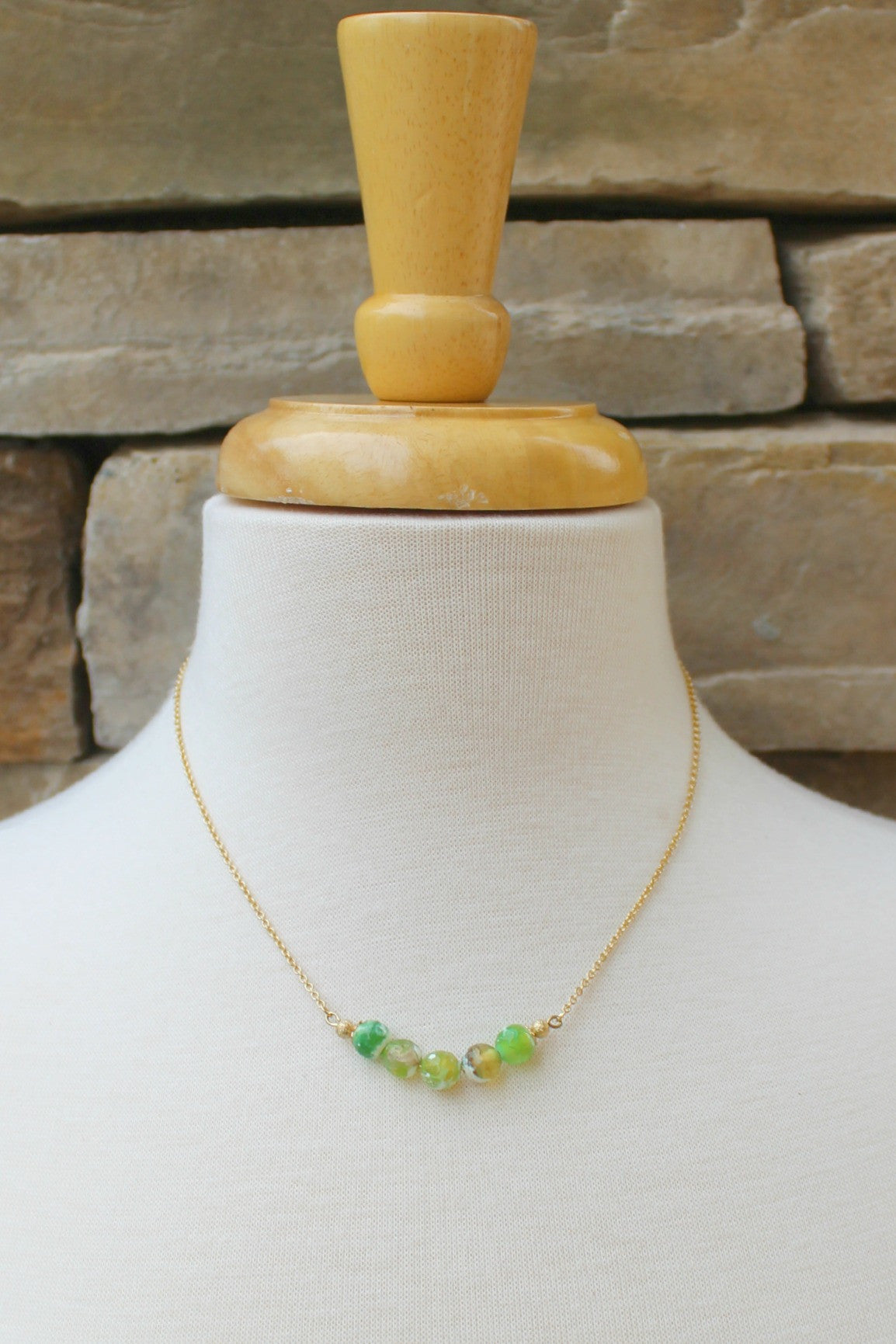 Swirl Bead Necklace, Green