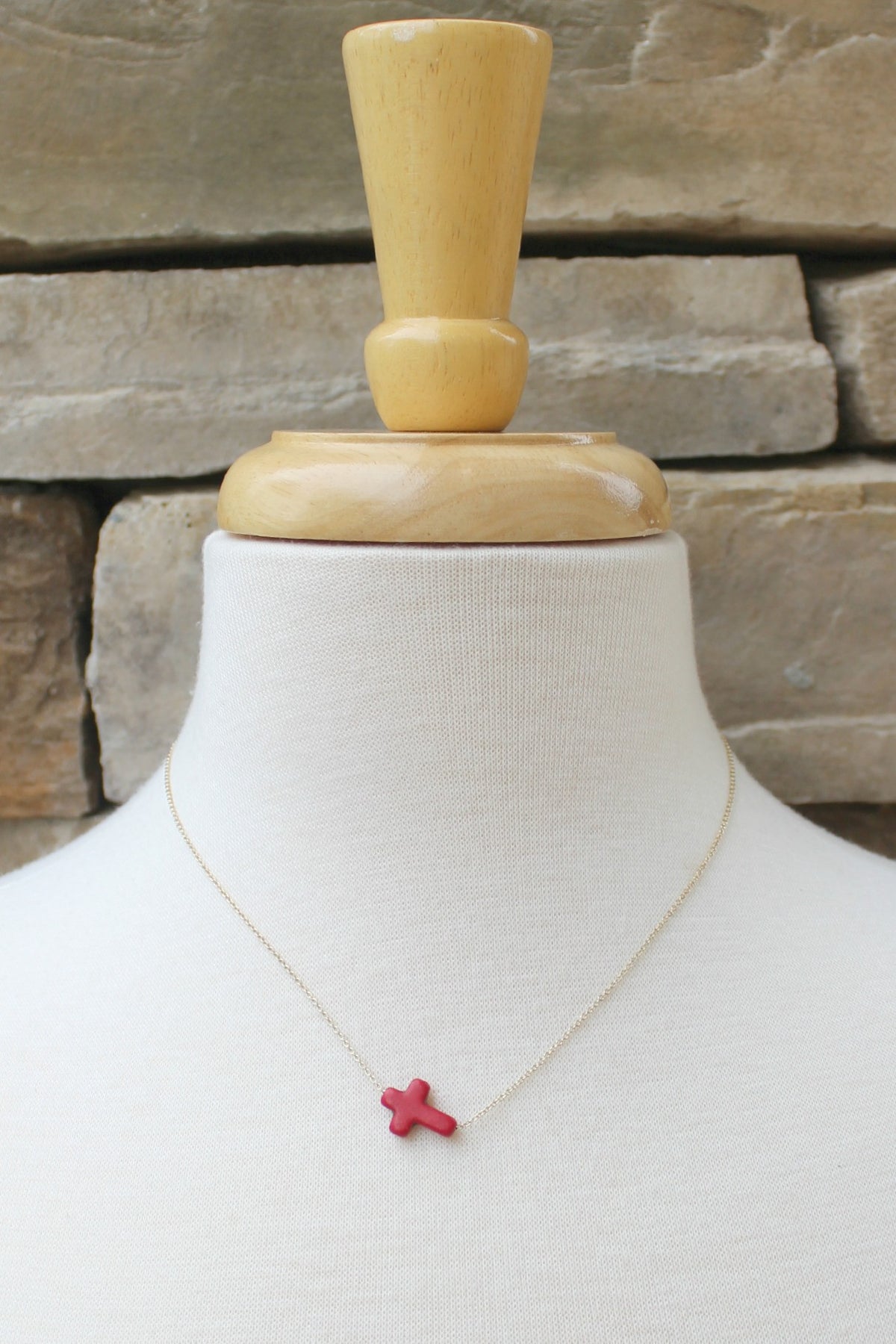 Resin Cross Necklace, Red