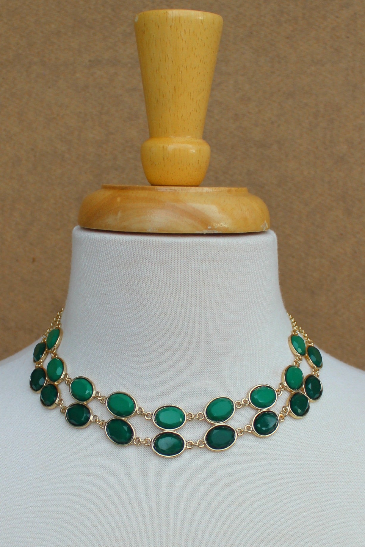 Double Beaded Necklace, Green