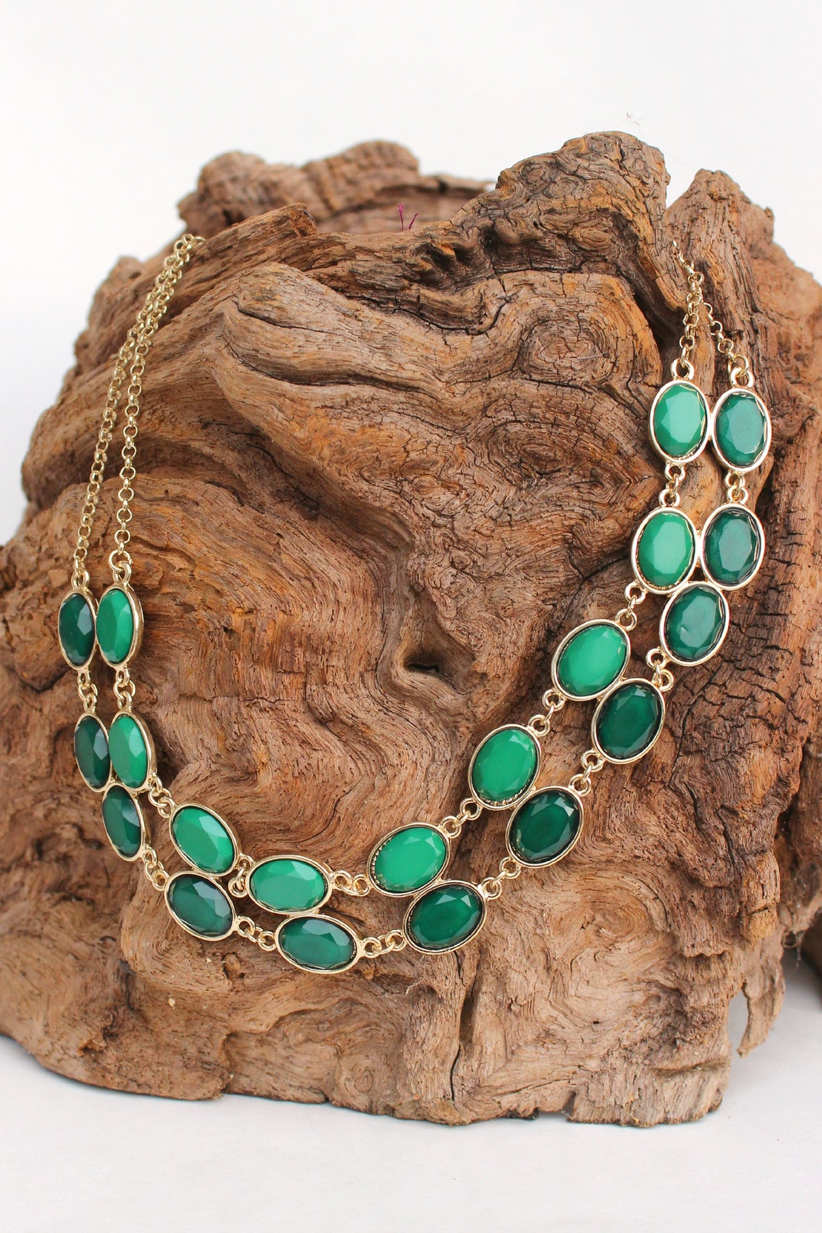 Double Beaded Necklace, Green