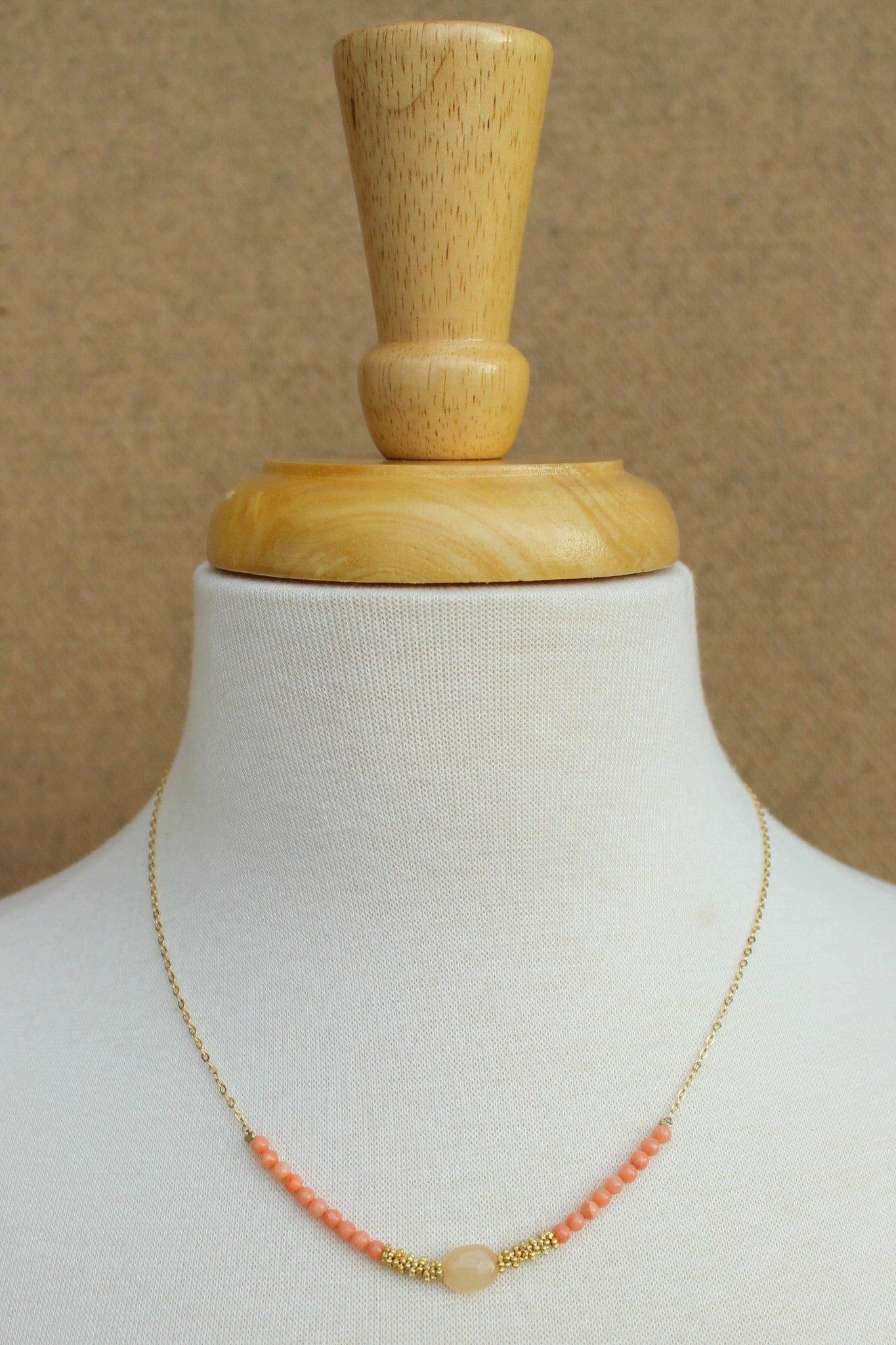 Delicate Beaded Necklace, Melon