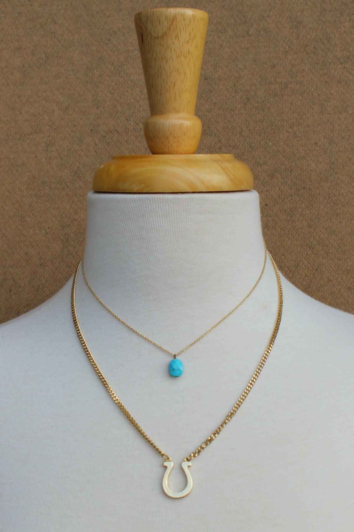 Horseshoe and Stone Necklace, Turquoise