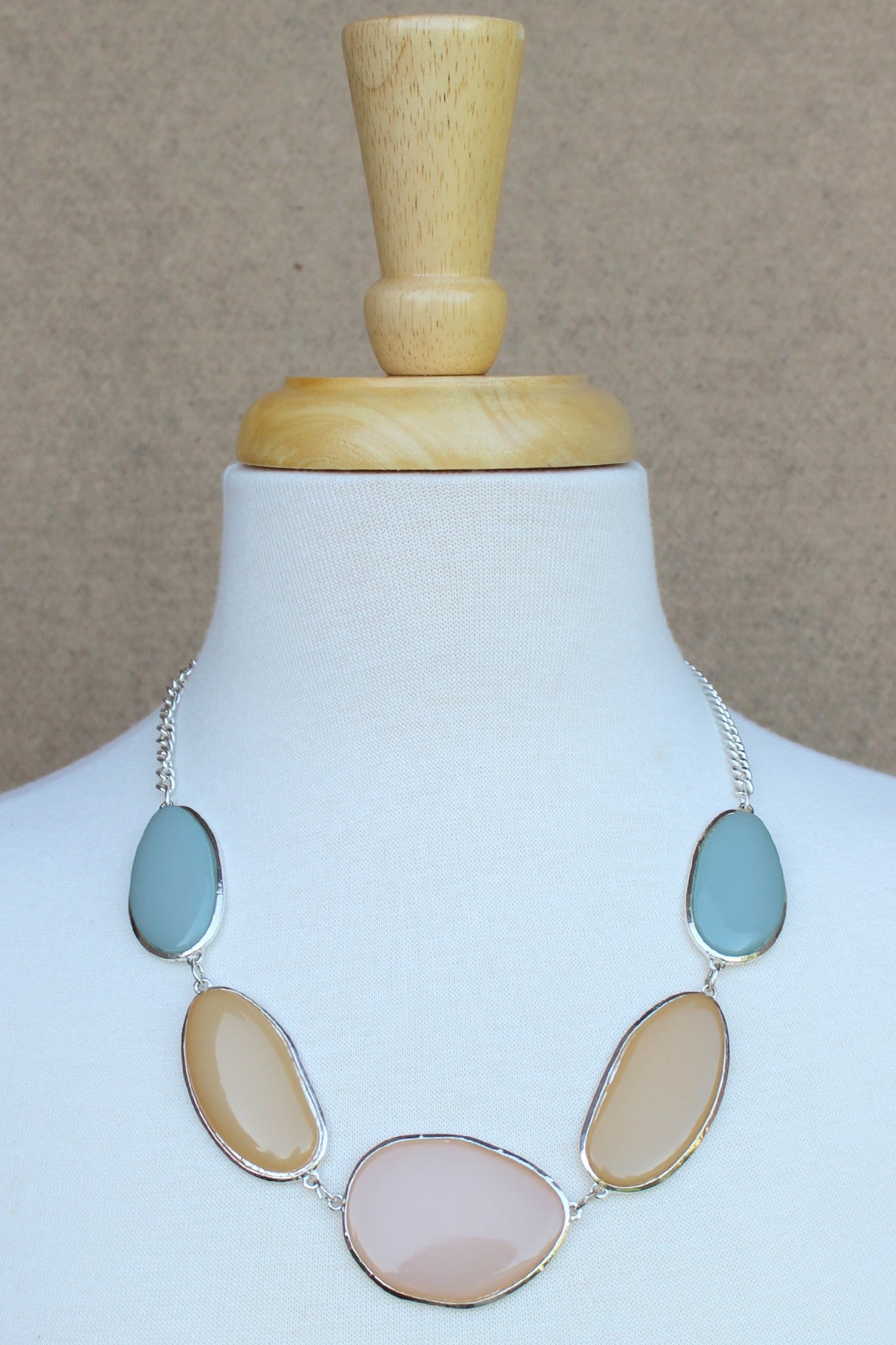 Elongated Bead Necklace, Multicolor