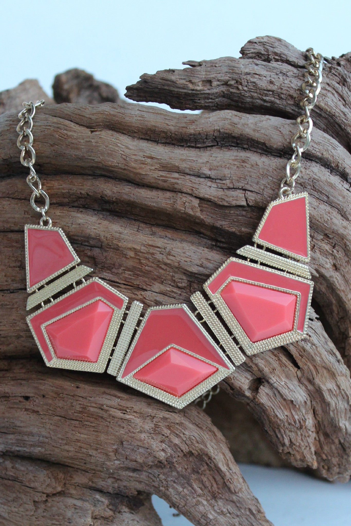 Geometric Acrylic Necklace, Corals