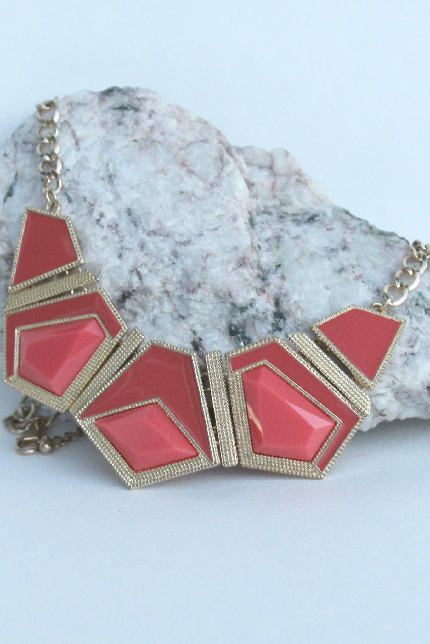 Geometric Acrylic Necklace, Corals