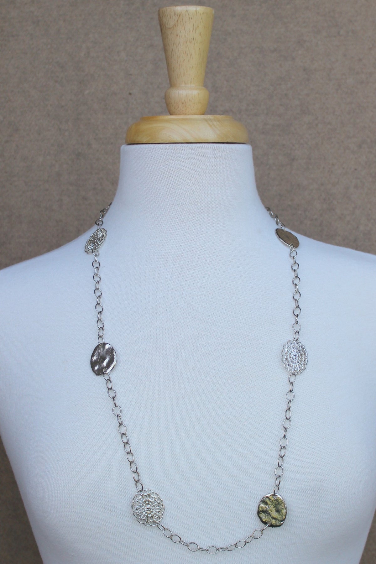 Susan Shaw Handcast Filigree Necklace, Silver