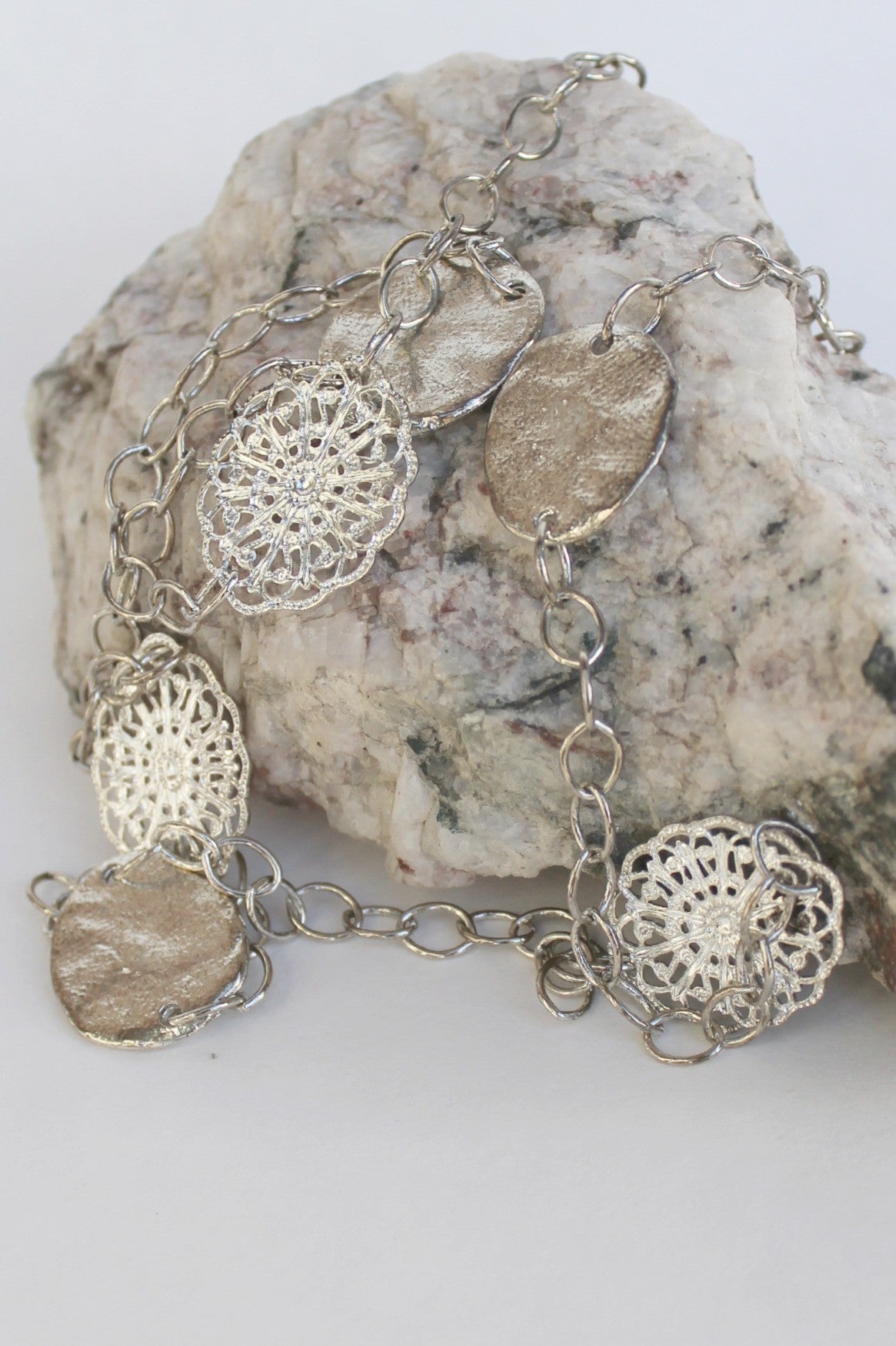 Susan Shaw Handcast Filigree Necklace, Silver