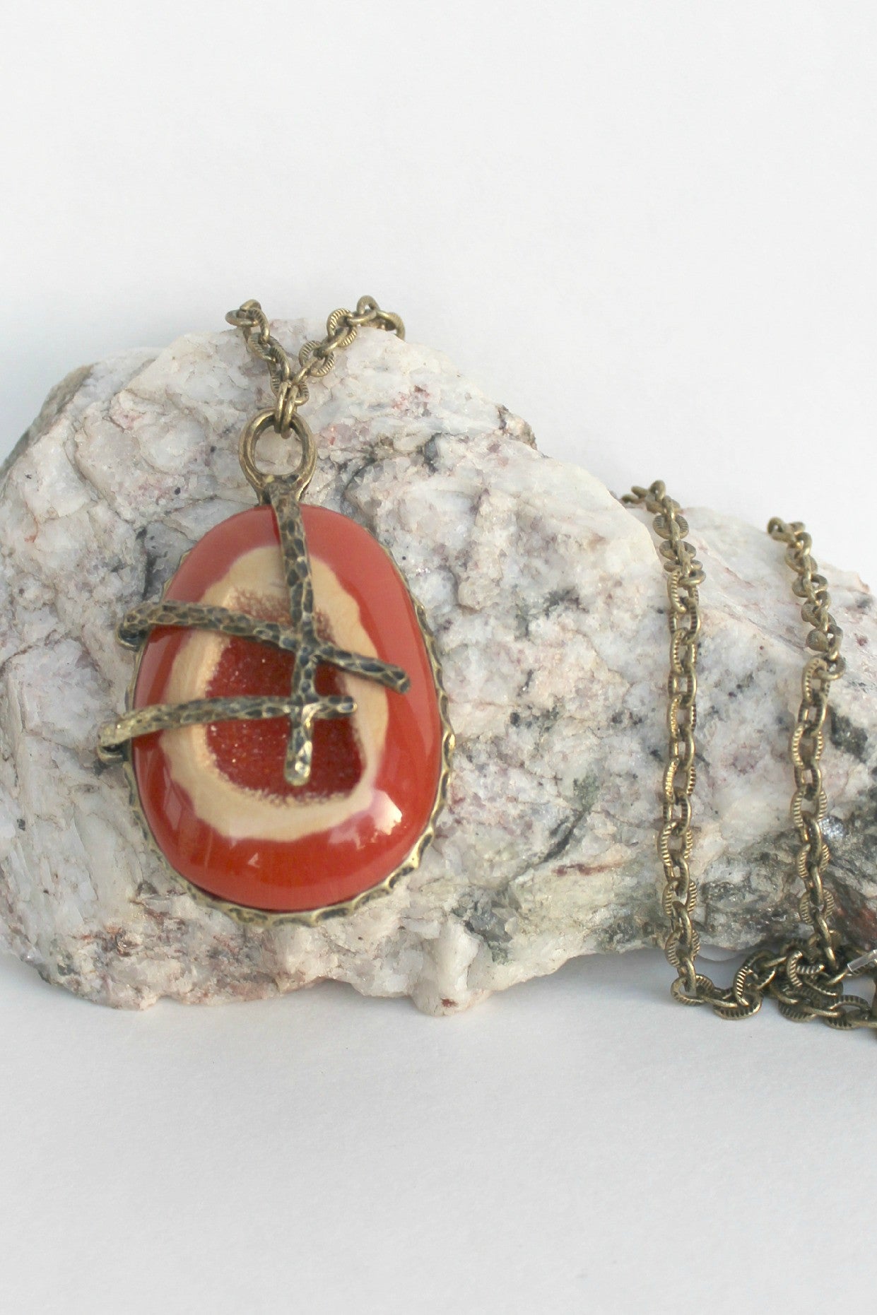 Two Toned Pendant Necklace, Coral