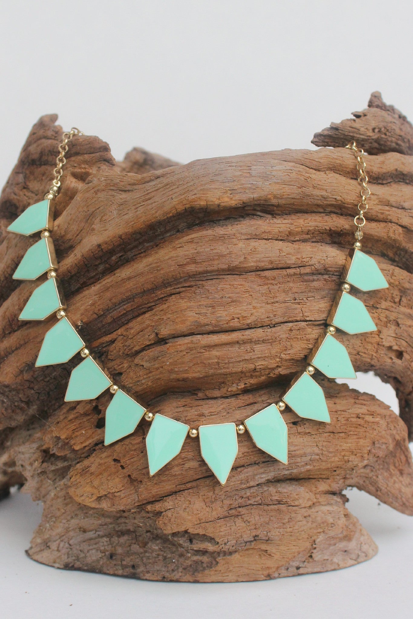 Trapezoid Resin Necklace, Mint