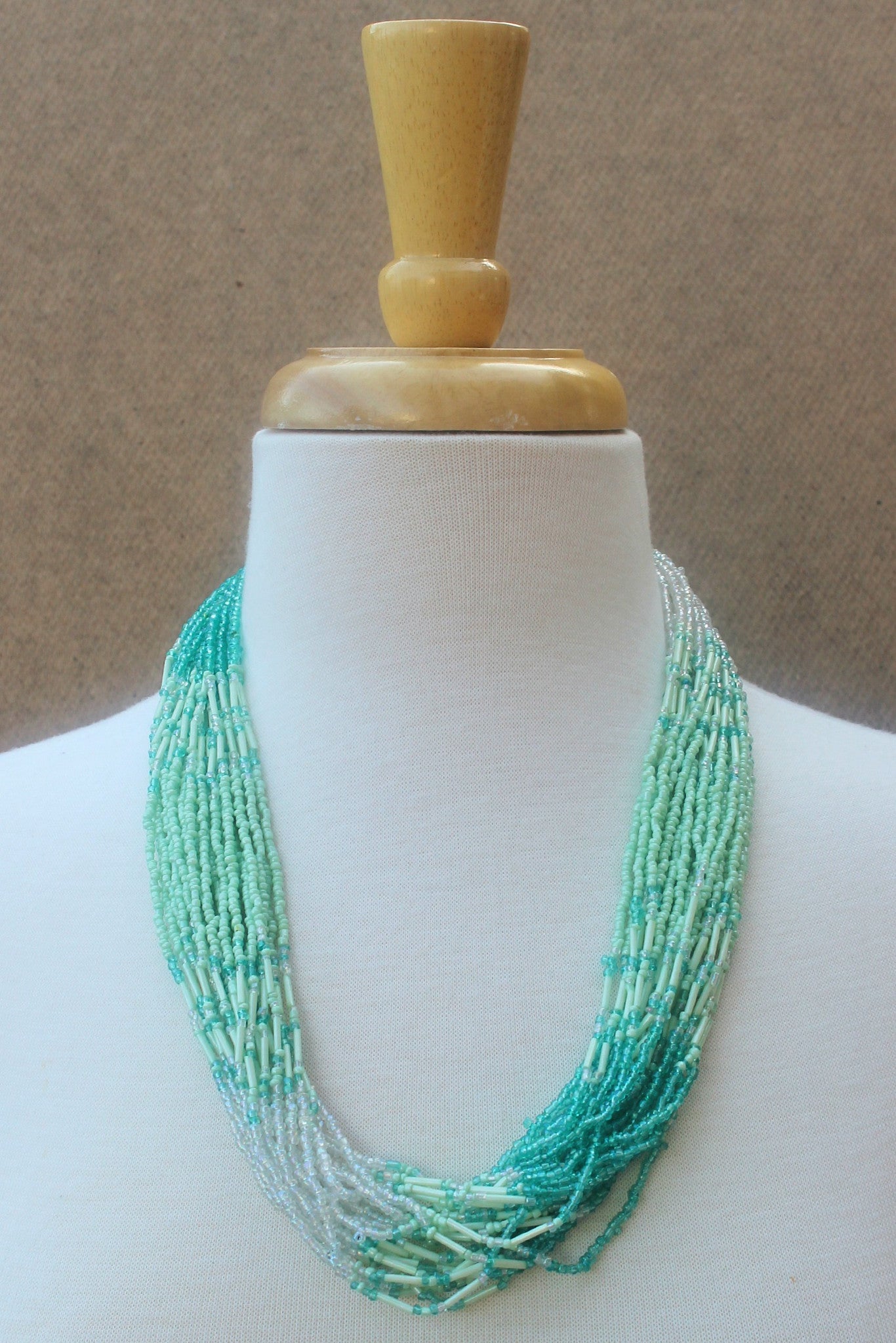 Multi Strand Beaded Necklace, Sea Green