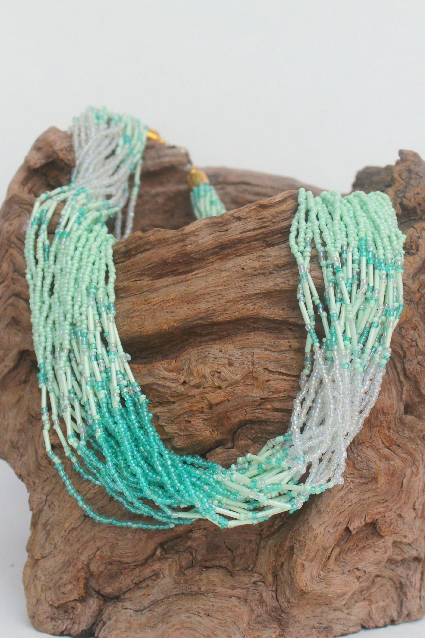 Multi Strand Beaded Necklace, Sea Green