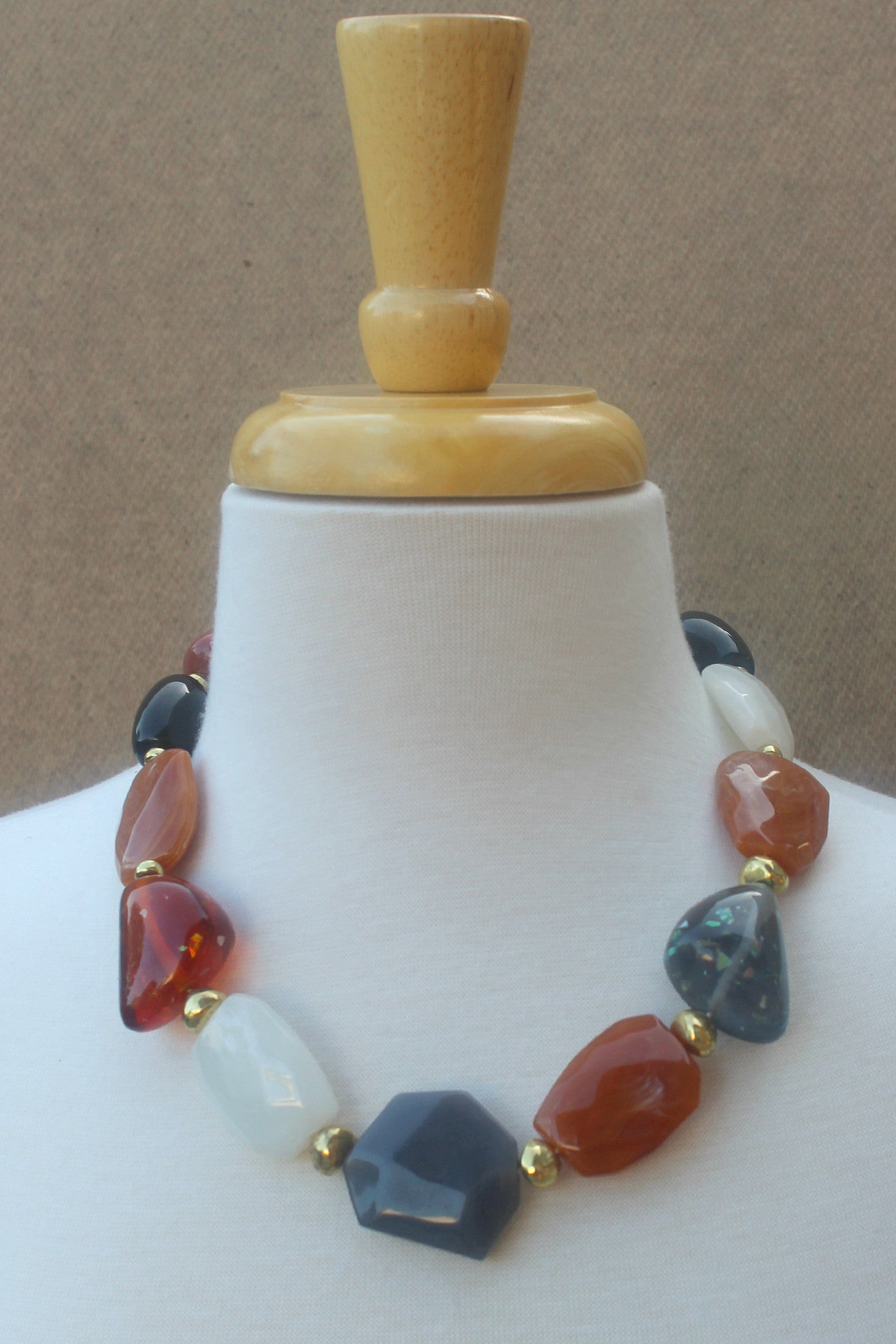 Chunky Beaded Necklace, Rust
