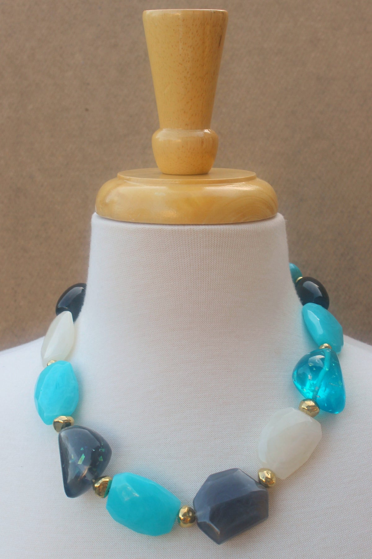 Chunky Beaded Necklace, Blue