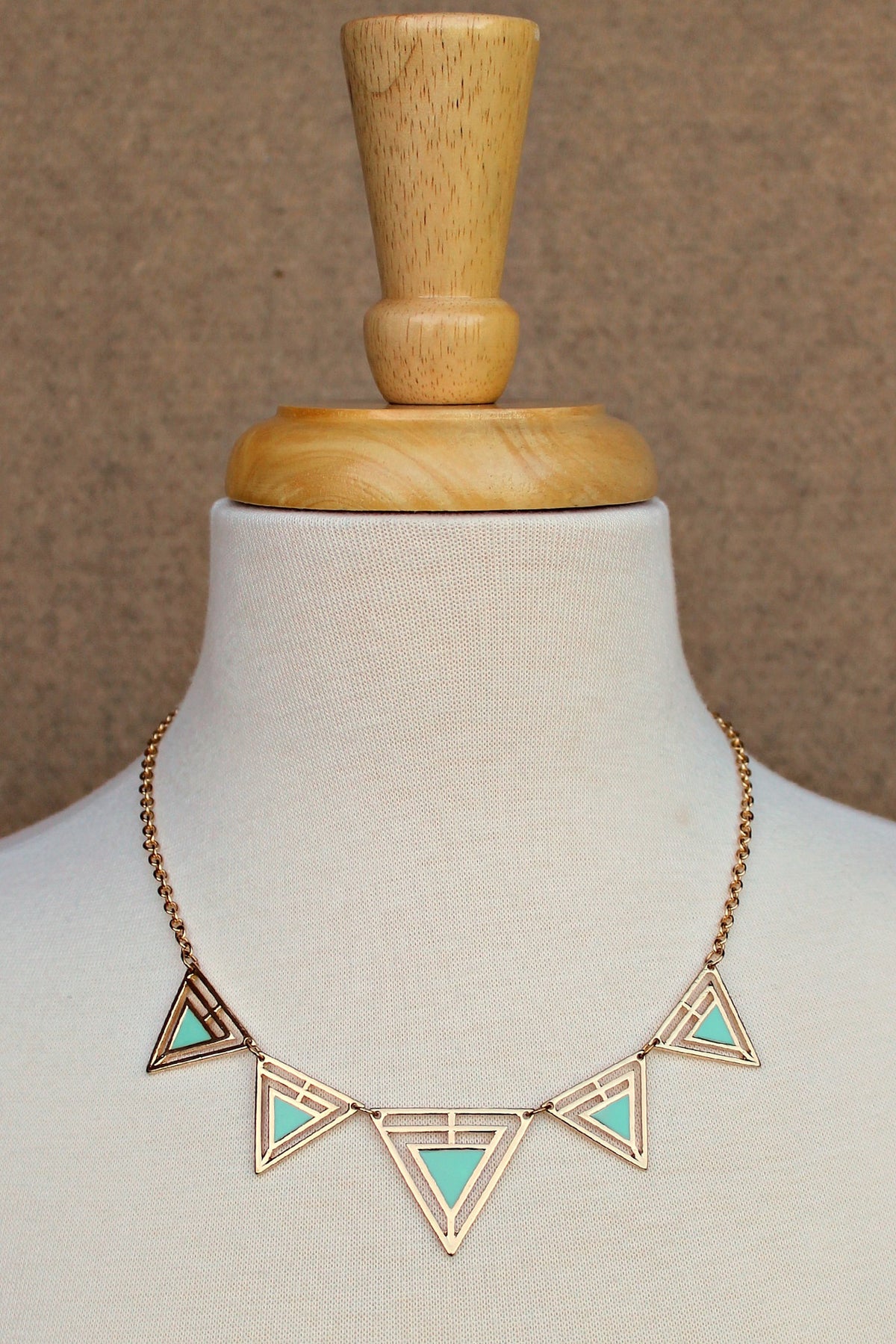 Gold Framed Triangle Necklace, Mint