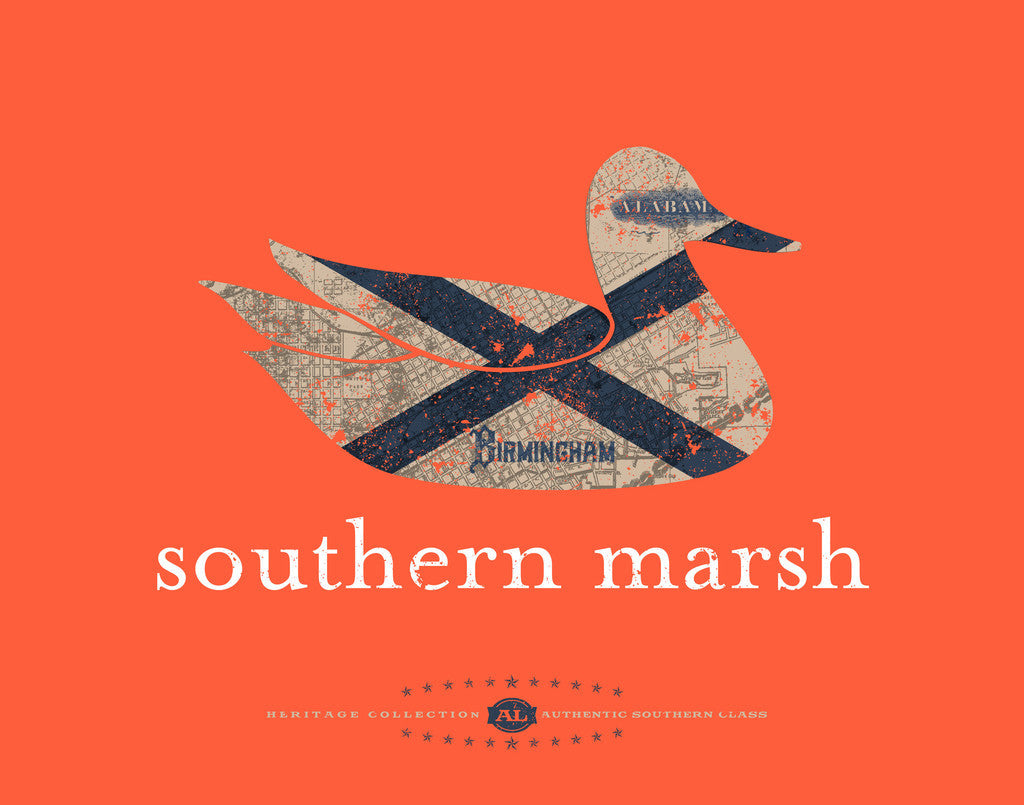 Southern Marsh: Authentic Heritage Long Sleeve Tee, Orange