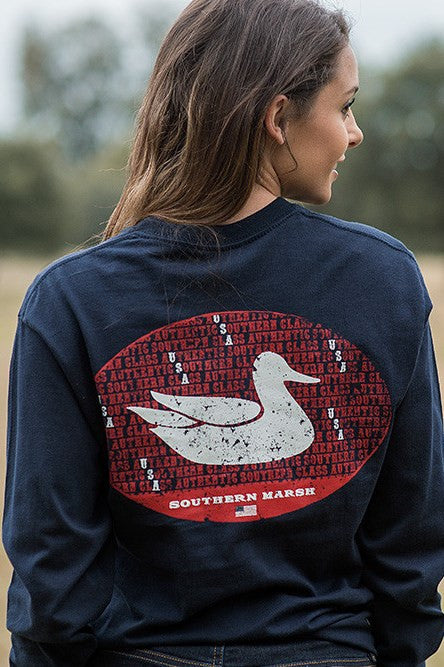 Southern Marsh: America Long Sleeve Tee, Navy