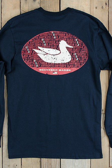 Southern Marsh: America Long Sleeve Tee, Navy