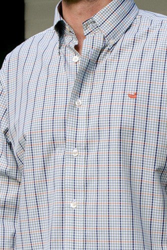 Southern Marsh: Toulouse Gingham Dress Shirt, Orange and Navy