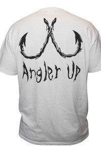 Angler Up: Short Sleeve Pocket Tee, White/Black