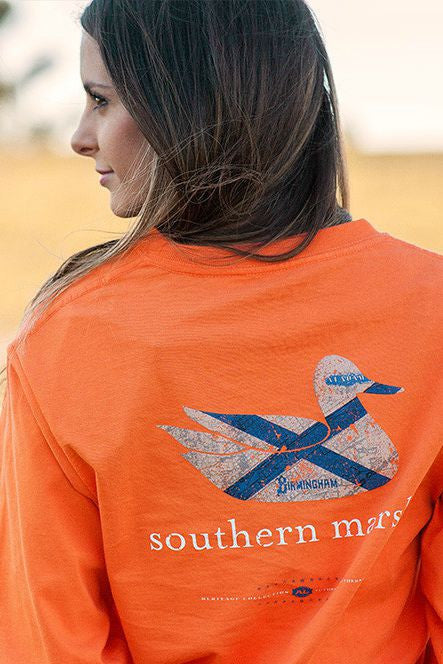 Southern Marsh: Authentic Heritage Long Sleeve Tee, Orange