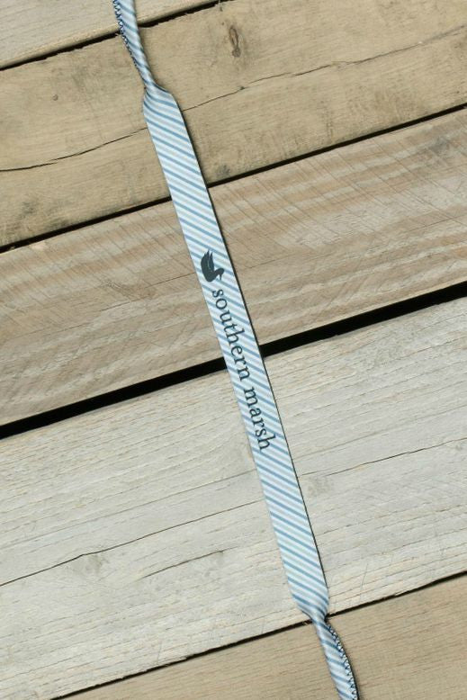Southern Marsh: Seersucker Sunglass Strap, Blue Stripe