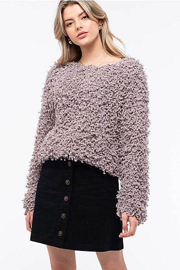 Shaggy Popcorn Knit, Mauve