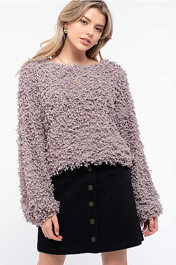 Shaggy Popcorn Knit, Mauve